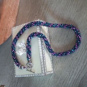 Beaded Purple Twisted Rope Hand Crafted Necklace Purple